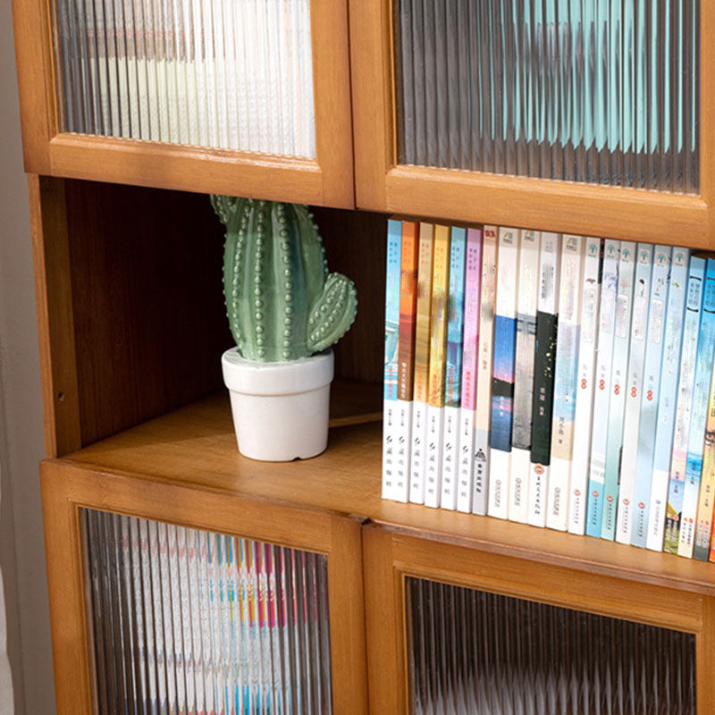 Bibliothèque acrylique de bibliothèque en bambou à dos fermé contemporain avec armoires