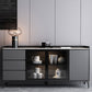 Moderno server da pranzo in legno di vetro con mobile sideboard in legno con 3 cassetti
