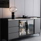 Moderno server da pranzo in legno di vetro con mobile sideboard in legno con 3 cassetti