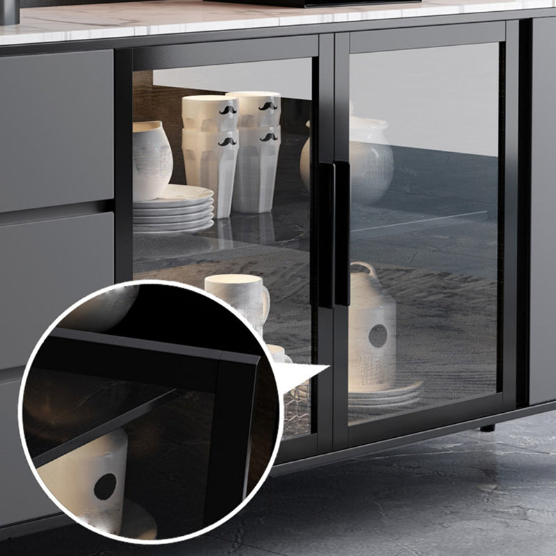 Moderno server da pranzo in legno di vetro con mobile sideboard in legno con 3 cassetti