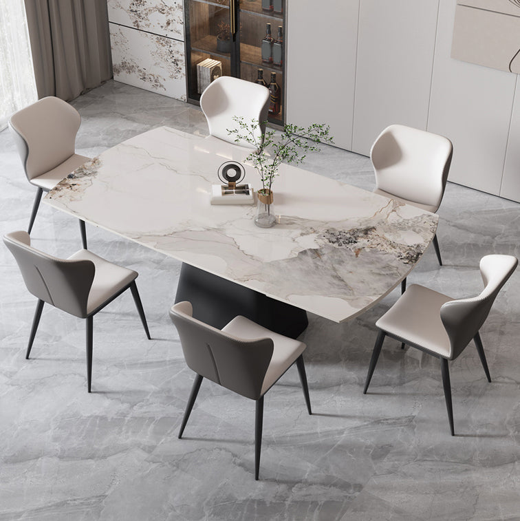 Rectangle Sintered Stone Dining Table Set 1/4/5/7 Pieces Dining Set for Kitchen Clearhalo 'Dining Room Sets' 'Dining Tables & Seating' 'dining_room_set' 'furn' 'furn_dining_room_set' 'Furniture' 'Kitchen & Dining Furniture' 7271648