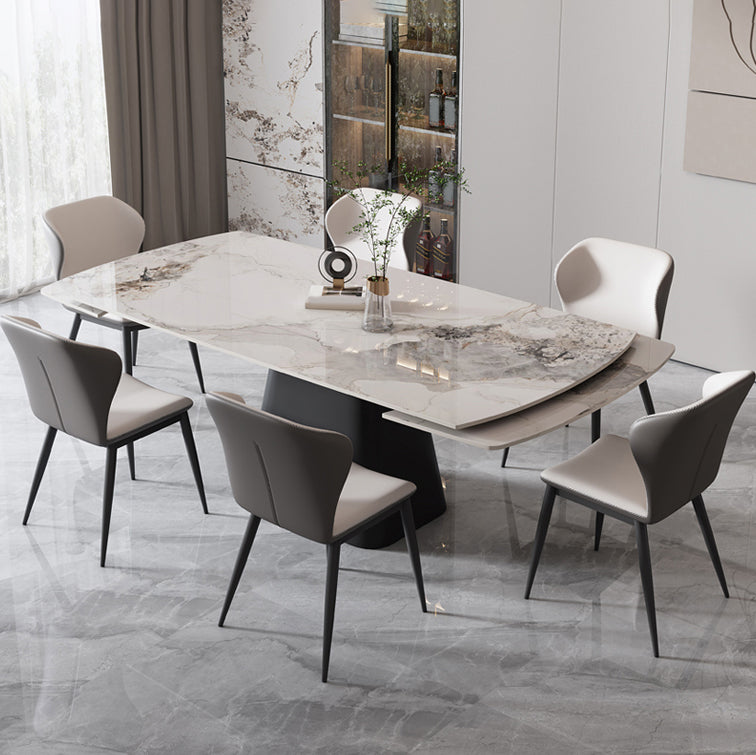 Rectangle Sintered Stone Dining Table Set 1/4/5/7 Pieces Dining Set for Kitchen Clearhalo 'Dining Room Sets' 'Dining Tables & Seating' 'dining_room_set' 'furn' 'furn_dining_room_set' 'Furniture' 'Kitchen & Dining Furniture' 7271652