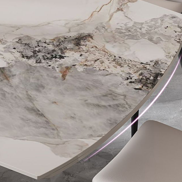 Rectangle Sintered Stone Dining Table Set 1/4/5/7 Pieces Dining Set for Kitchen Clearhalo 'Dining Room Sets' 'Dining Tables & Seating' 'dining_room_set' 'furn' 'furn_dining_room_set' 'Furniture' 'Kitchen & Dining Furniture' 7271655