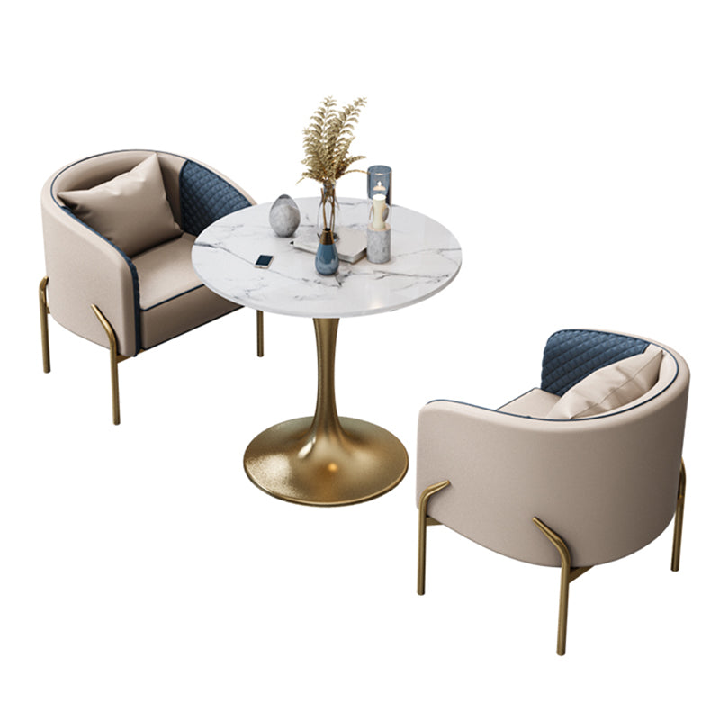 グラムスタイルのダイネットセット1/3/4/5 PCSダイニングチェア付きラウンドストーンダイナーテーブル