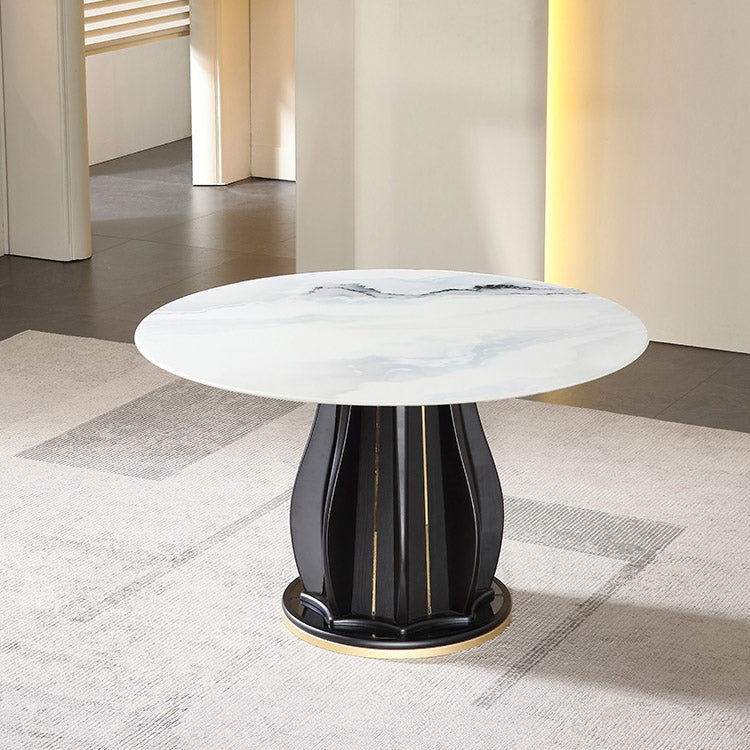 Contemporary Dining Table Stone and Solid Wood Dinette Table Without Chairs Clearhalo 'Dining Tables & Seating' 'Dining Tables' 'dining_table' 'furn' 'furn_dining_table' 'Furniture' 'Kitchen & Dining Furniture' 7271801