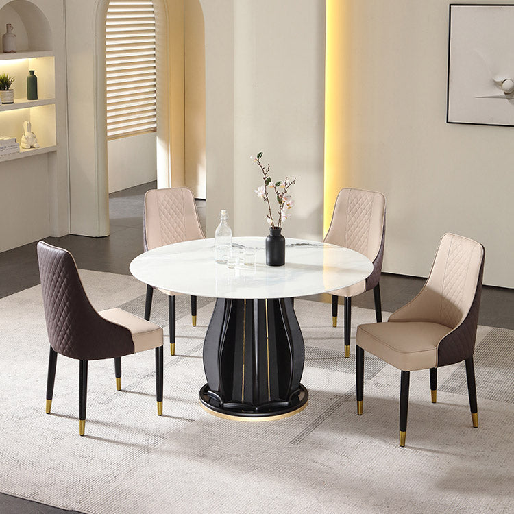 Contemporary Dining Table Stone and Solid Wood Dinette Table Clearhalo 'Dining Tables & Seating' 'Dining Tables' 'dining_table' 'furn' 'furn_dining_table' 'Furniture' 'Kitchen & Dining Furniture' 7271811
