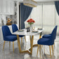 White - Gold Dinner Room Kitchen Table Rectangle Dining Table