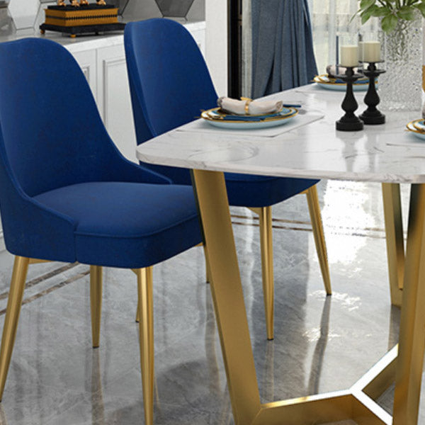 White - Gold Dinner Room Kitchen Table Rectangle Dining Table