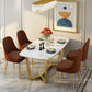 White - Gold Dinner Room Kitchen Table Rectangle Dining Table