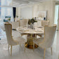 White and Gold Dinner Room Kitchen Table Traditional Luxury Dining Table White-Gold 53.1"L x 53.1"W x 29.5"H Without Chairs Clearhalo 'Dining Tables & Seating' 'Dining Tables' 'dining_table' 'furn' 'furn_dining_table' 'Furniture' 'Kitchen & Dining Furniture' 7271845