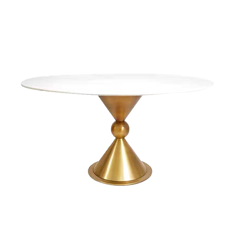 White and Gold Dinner Room Kitchen Table Traditional Luxury Dining Table Gold-White 53.1"L x 53.1"W x 29.5"H Without Chairs Clearhalo 'Dining Tables & Seating' 'Dining Tables' 'dining_table' 'furn' 'furn_dining_table' 'Furniture' 'Kitchen & Dining Furniture' 7271848