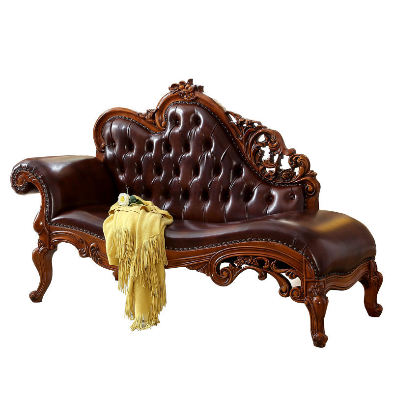 Traditional Brown Birch Accent Chair One Armed Rolled Arms Chaise Clearhalo 'Chairs & Seating' 'Chaise Lounge' 'chaise_lounge' 'furn' 'furn_chaise_lounge' 'Furniture' 'Living Room Furniture' 7272001