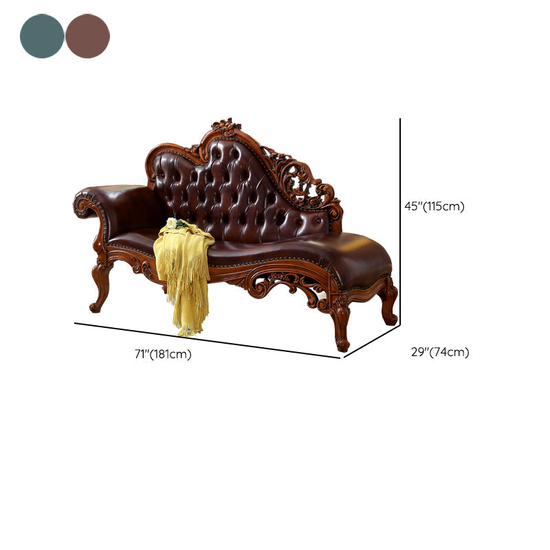 Traditional Brown Birch Accent Chair One Armed Rolled Arms Chaise Clearhalo 'Chairs & Seating' 'Chaise Lounge' 'chaise_lounge' 'furn' 'furn_chaise_lounge' 'Furniture' 'Living Room Furniture' 7272007