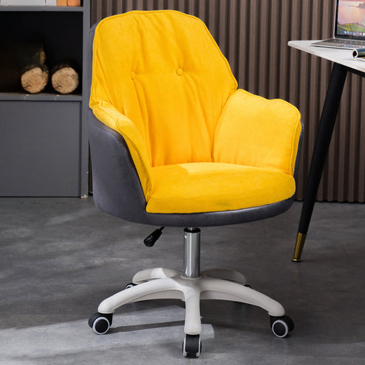 Modern Armless Office Chair No Distressing Ergonomic Chair with Wheels Yellow 1 Piece Nylon