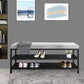Glam Entryway Bench Cushioned Metal Seating Bench with Shoe Storage 47.2"L x 12.6"W x 18.1"H Grey Clearhalo 'Benches' 'Chairs & Seating' 'furn' 'furn_benches' 'Furniture' 'Living Room Furniture' 7272626