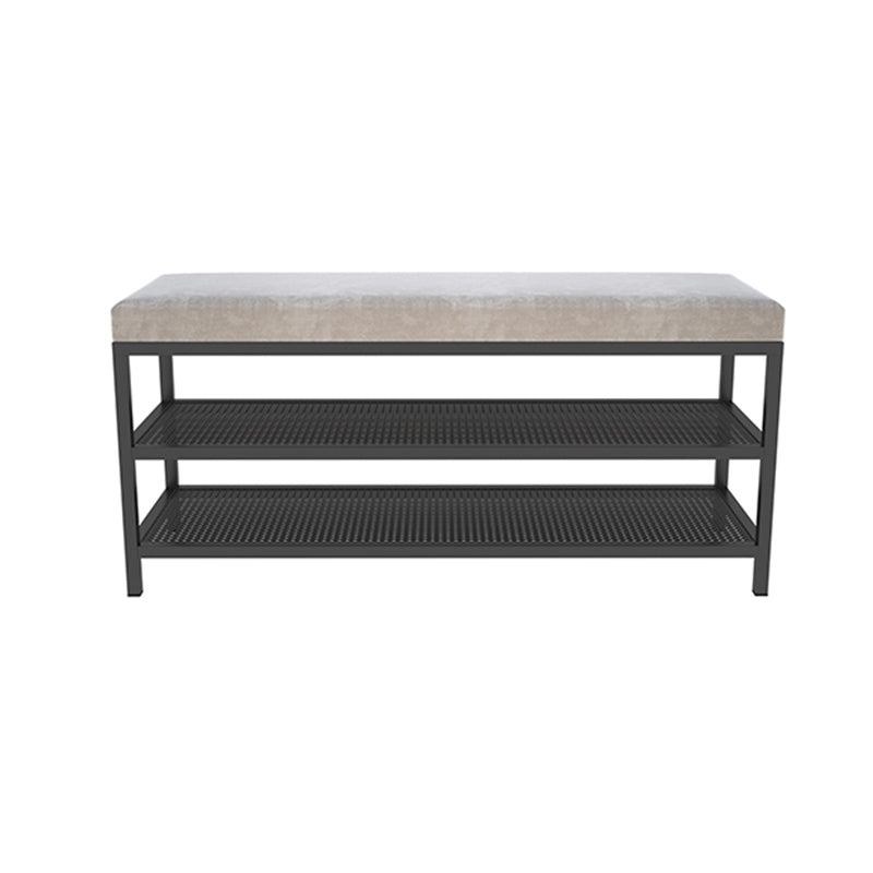 Glam Entryway Bench Cushioned Metal Seating Bench with Shoe Storage Clearhalo 'Benches' 'Chairs & Seating' 'furn' 'furn_benches' 'Furniture' 'Living Room Furniture' 7272631