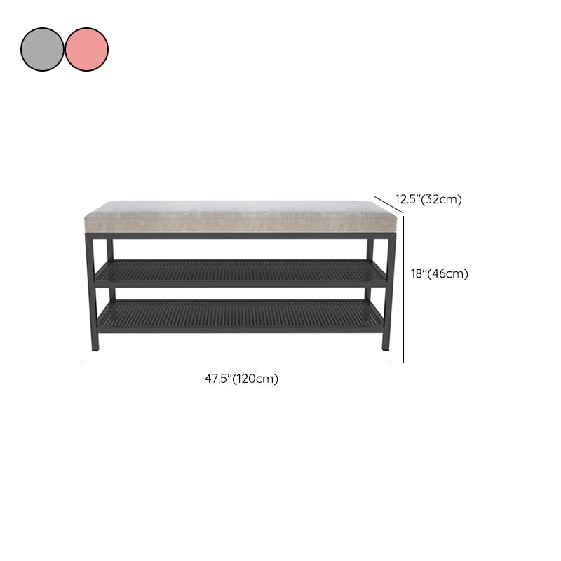 Glam Entryway Bench Cushioned Metal Seating Bench with Shoe Storage Clearhalo 'Benches' 'Chairs & Seating' 'furn' 'furn_benches' 'Furniture' 'Living Room Furniture' 7272646