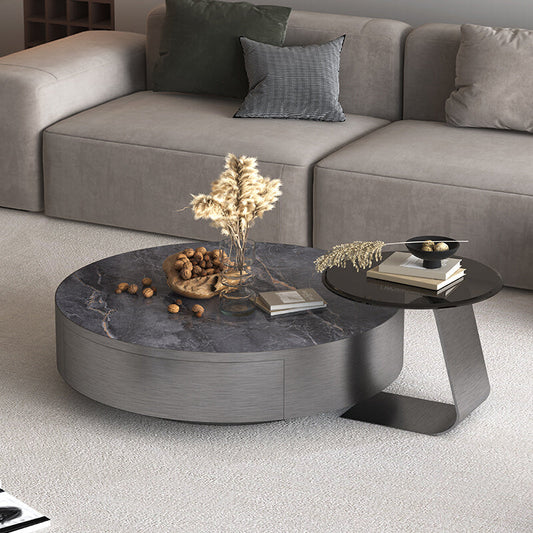 Black Coffee Table Slate 2 Piece Bunching Tables with Storage Clearhalo 'Coffee & Accent Tables' 'Coffee Tables' 'coffee_tables' 'furn' 'furn_coffee_tables' 'Furniture' 'Living Room Furniture' 7272702