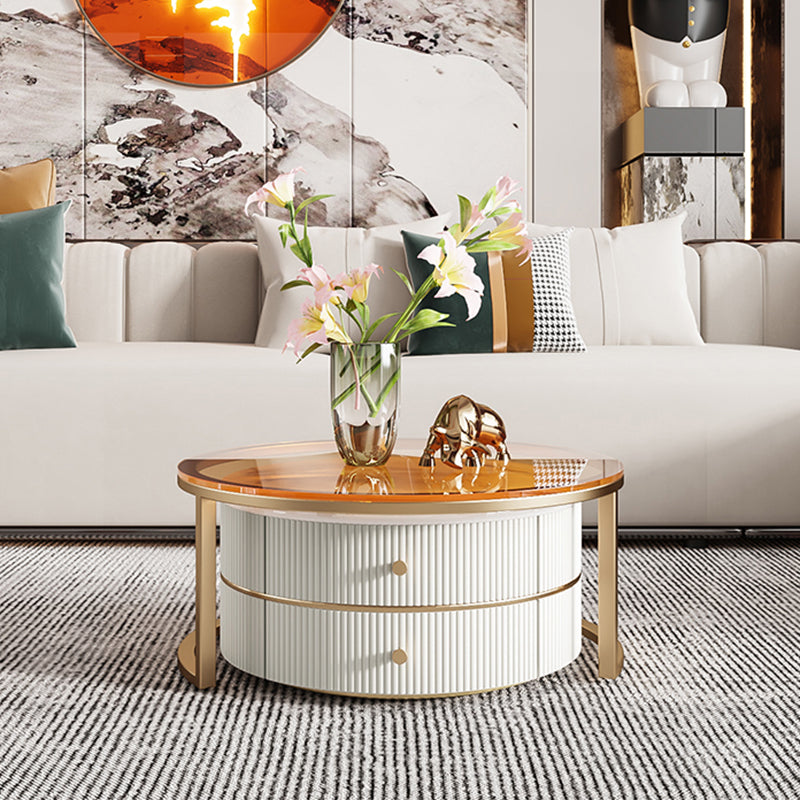 Glass Top Coffee Table Frame 2 Piece Nesting Tables with Golden Legs Clearhalo 'Coffee & Accent Tables' 'Coffee Tables' 'coffee_tables' 'furn' 'furn_coffee_tables' 'Furniture' 'Living Room Furniture' 7272729