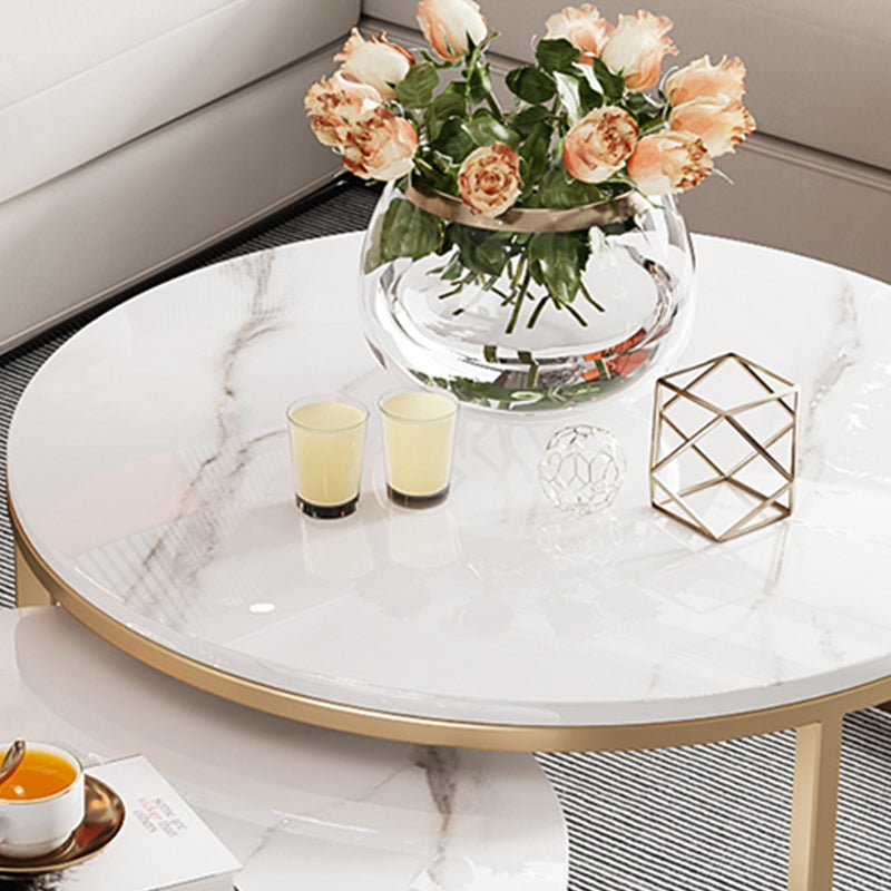 Glass Top Coffee Table Frame 2 Piece Nesting Tables with Golden Legs Clearhalo 'Coffee & Accent Tables' 'Coffee Tables' 'coffee_tables' 'furn' 'furn_coffee_tables' 'Furniture' 'Living Room Furniture' 7272730