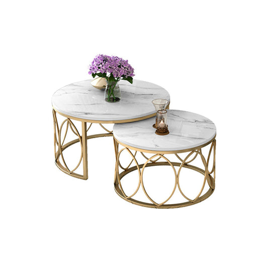 Slate White Coffee Table Frame 2 Piece Nesting Tables for Living Room Clearhalo 'Coffee & Accent Tables' 'Coffee Tables' 'coffee_tables' 'furn' 'furn_coffee_tables' 'Furniture' 'Living Room Furniture' 7272743