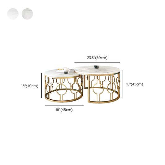 Slate White Coffee Table Frame 2 Piece Nesting Tables for Living Room Clearhalo 'Coffee & Accent Tables' 'Coffee Tables' 'coffee_tables' 'furn' 'furn_coffee_tables' 'Furniture' 'Living Room Furniture' 7272748