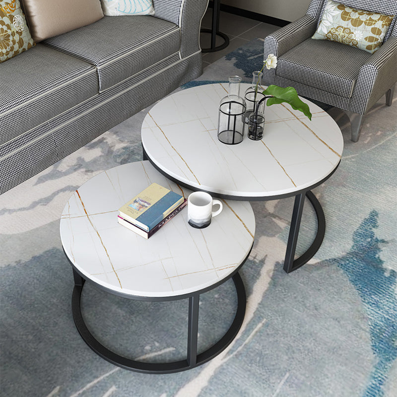 Slate Round Coffee Table Frame 2 Piece Nesting Tables for Living Room Clearhalo 'Coffee & Accent Tables' 'Coffee Tables' 'coffee_tables' 'furn' 'furn_coffee_tables' 'Furniture' 'Living Room Furniture' 7272756