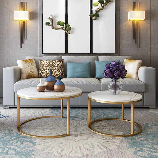 Slate Round Coffee Table Frame 2 Piece Nesting Tables for Living Room Clearhalo 'Coffee & Accent Tables' 'Coffee Tables' 'coffee_tables' 'furn' 'furn_coffee_tables' 'Furniture' 'Living Room Furniture' 7272758