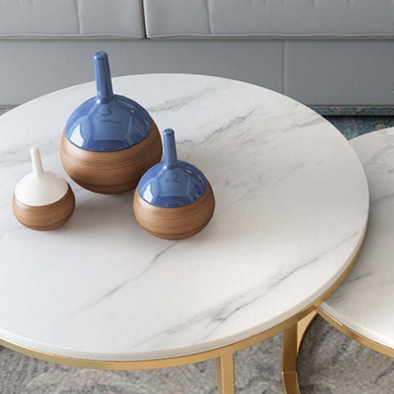 Slate Round Coffee Table Frame 2 Piece Nesting Tables for Living Room Clearhalo 'Coffee & Accent Tables' 'Coffee Tables' 'coffee_tables' 'furn' 'furn_coffee_tables' 'Furniture' 'Living Room Furniture' 7272763