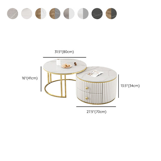 Round Coffee Table Glass Top Nesting Coffee Table Set with Golden Legs Clearhalo 'Coffee & Accent Tables' 'Coffee Tables' 'coffee_tables' 'furn' 'furn_coffee_tables' 'Furniture' 'Living Room Furniture' 7272793