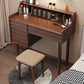 Modern 3 Drawer & Jewelry Vanity Desk Brown Wood Makeup Vanity Desk