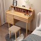 Modern 3 Drawer & Jewelry Vanity Desk Brown Wood Makeup Vanity Desk