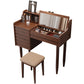 Modern 3 Drawer & Jewelry Vanity Desk Brown Wood Makeup Vanity Desk