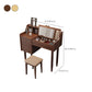 Modern 3 Drawer & Jewelry Vanity Desk Brown Wood Makeup Vanity Desk