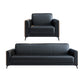 29" Wide Contemporary Sofa Black Stationary Seating for Living Room
