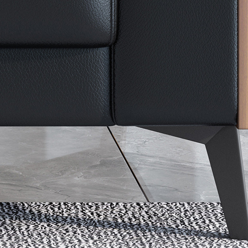 29" Wide Contemporary Sofa Black Stationary Seating for Living Room