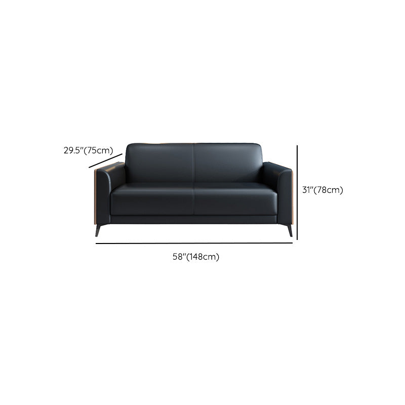 29" Wide Contemporary Sofa Black Stationary Seating for Living Room