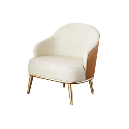 Glam Sewn Pillow Back 4 Legs Chair Upholstered Recessed Arms Chair White 1 Piece Clearhalo 'Accent Chairs' 'accent_chairs' 'Chairs & Seating' 'furn' 'furn_accent_chairs' 'Furniture' 'Living Room Furniture' 7272961