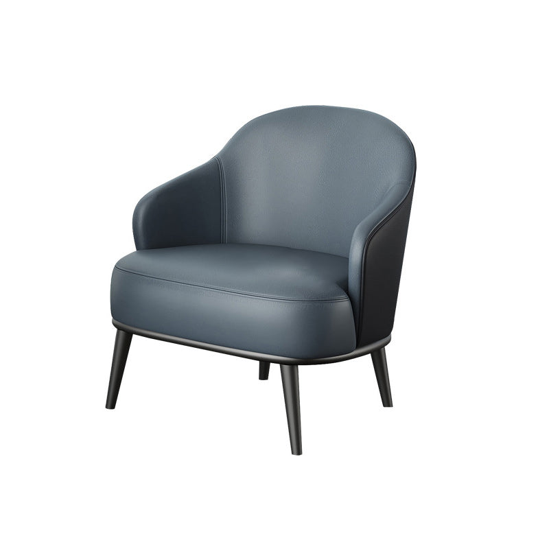 Glam Sewn Pillow Back 4 Legs Chair Upholstered Recessed Arms Chair Blue 1 Piece Clearhalo 'Accent Chairs' 'accent_chairs' 'Chairs & Seating' 'furn' 'furn_accent_chairs' 'Furniture' 'Living Room Furniture' 7272962