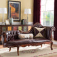 Traditional Dark Brown Genuine Leather Chaise Rolled Arms Tufted Accent Chair Right-Arm Chaise Clearhalo 'Chairs & Seating' 'Chaise Lounge' 'chaise_lounge' 'furn' 'furn_chaise_lounge' 'Furniture' 'Living Room Furniture' 7275345