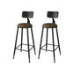 Industrial Faux Leather Dining Stools Armless Bar Stools with Black Metal Base