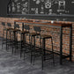Industrial Faux Leather Dining Stools Armless Bar Stools with Black Metal Base
