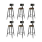 Industrial Faux Leather Dining Stools Armless Bar Stools with Black Metal Base
