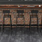 Industrial Faux Leather Dining Stools Armless Bar Stools with Black Metal Base
