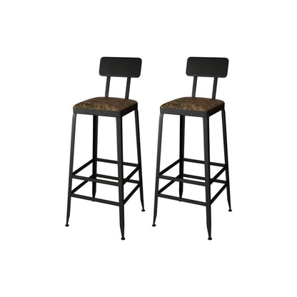 Industrial Faux Leather Dining Stools Armless Bar Stools with Black Metal Base
