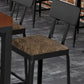 Industrial Faux Leather Dining Stools Armless Bar Stools with Black Metal Base