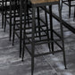 Industrial Faux Leather Dining Stools Armless Bar Stools with Black Metal Base