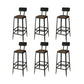 Industrial Faux Leather Dining Stools Armless Bar Stools with Black Metal Base