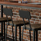 Industrial Faux Leather Dining Stools Armless Bar Stools with Black Metal Base