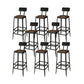 Industrial Faux Leather Dining Stools Armless Bar Stools with Black Metal Base